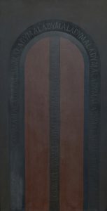 Black Painting XIIB from Malady, A poem by Bill Manhire, 1970, oil on canvas, 1800 x 935mm