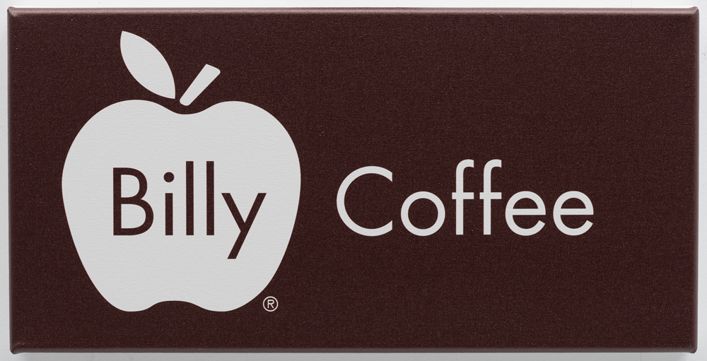Billy Apple ®, Coffee, 2016, UV impregnated ink on canvas, 236mm x 472mm