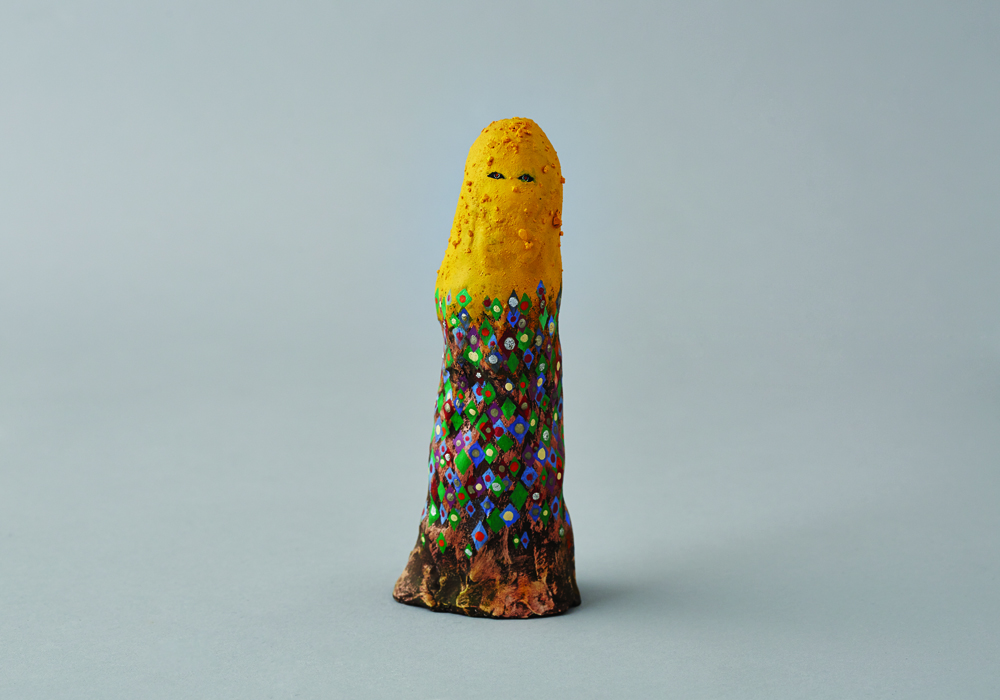 Buah, 2016, tempera and pigment on clay, 70 x 60 x 170mm