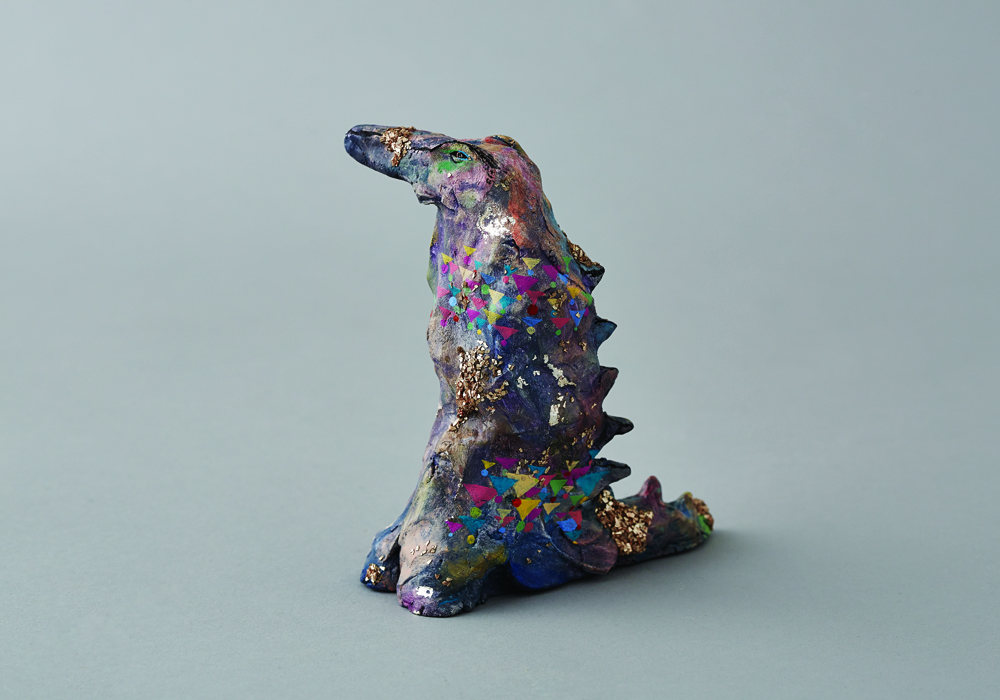 Ghani, 2016, oil paint, glass, pigment and medium on fired clay, 80 x 140 x 170mm