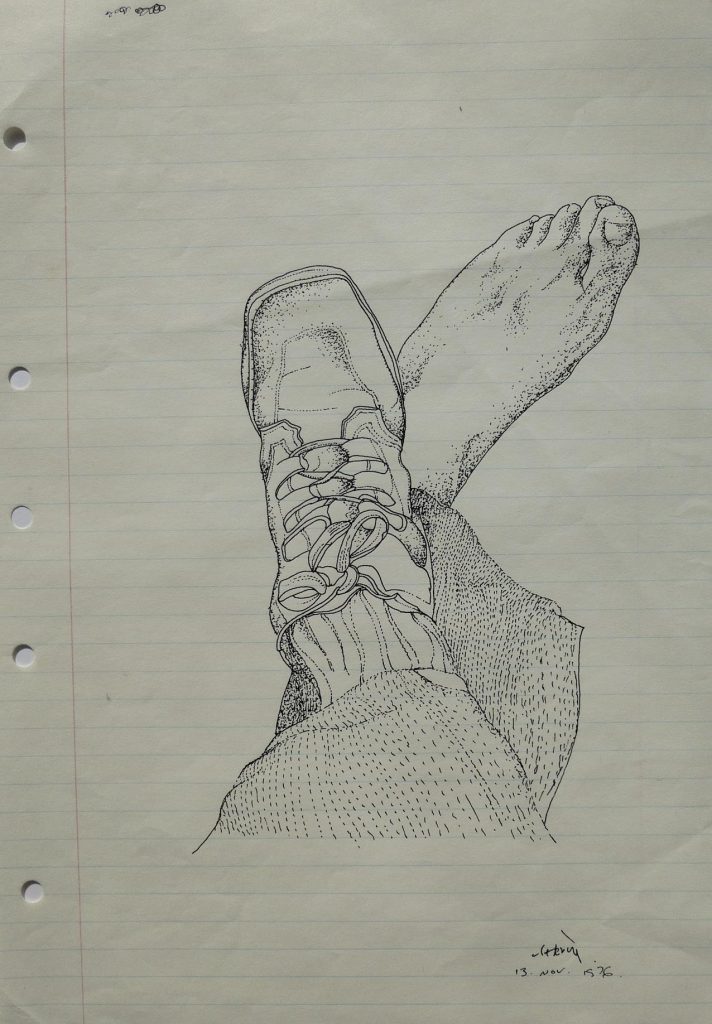 BVC Feet, 1976, ink on refill paper