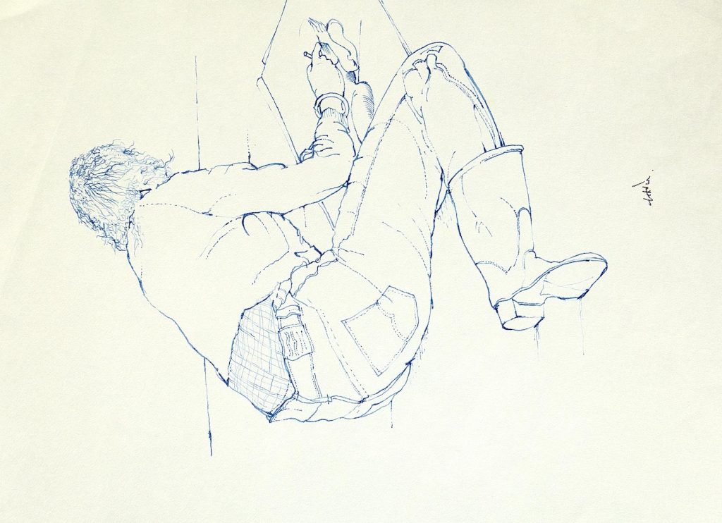 Untitled - Live Drawing (blue ink), c.1970's, ink on paper