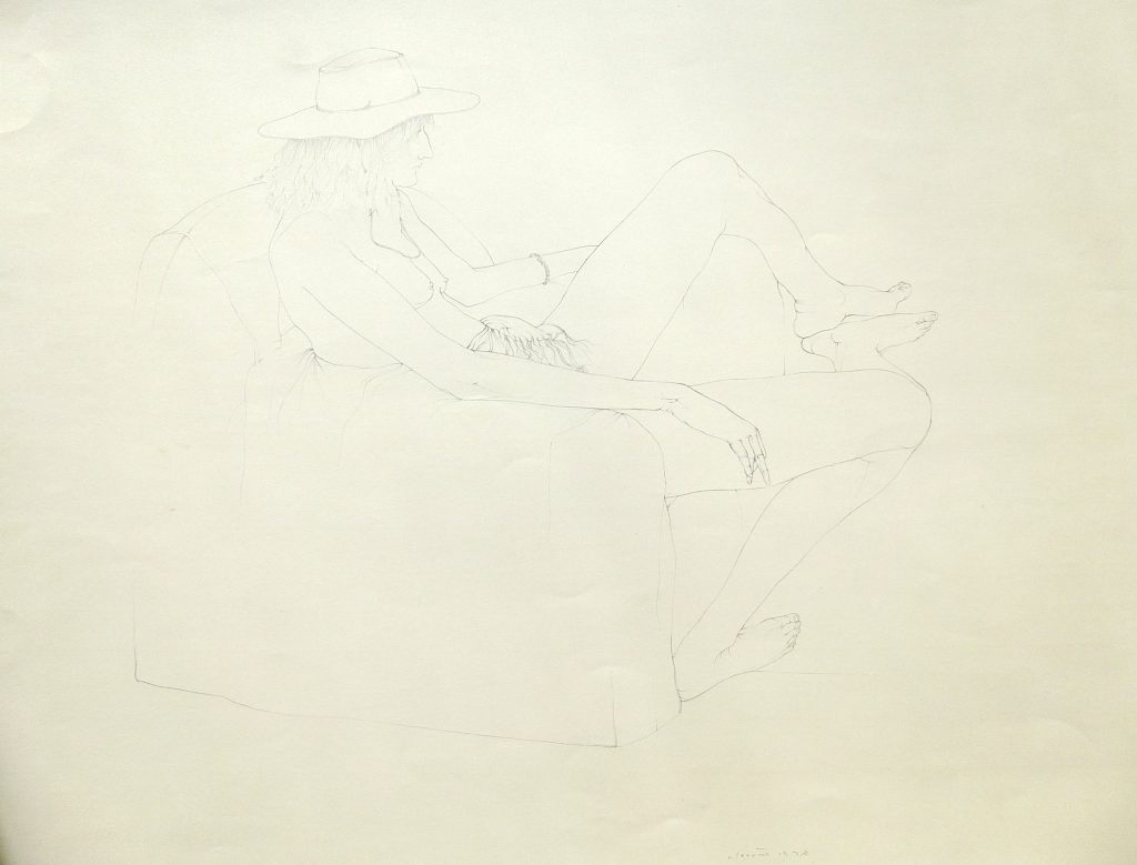 Untitled - Live Drawing (cowboy hat), 1976, pencil on paper