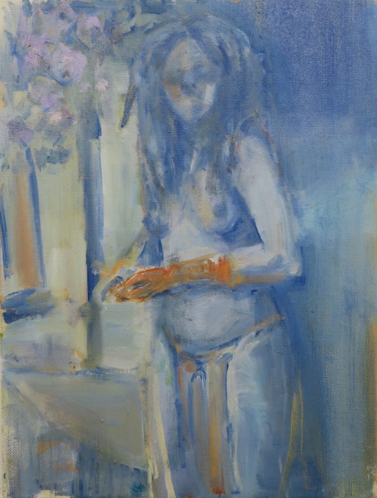 Observed Woman, 2017, oil on linen, 405 x 305mm