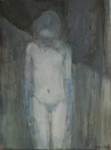Subdued Woman, 2017, oil on board, 398 x 288mm