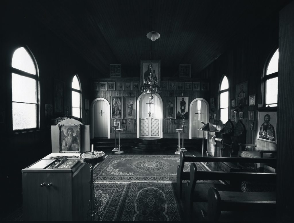 Interior, St. Michael’s Orthodox Church, St. Kilda, Dunedin, 16 April 1999. [silver gelatin, gold & selenium toned. 1999/4]